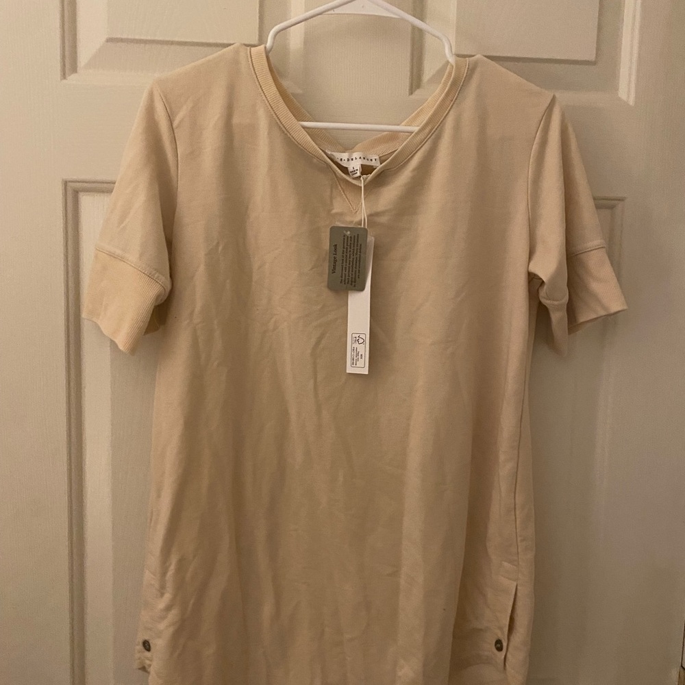 Beige Short Sleeve Top